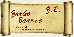 Žarko Badrić vizit kartica